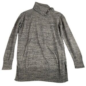 Gap Womens XS Gray Marl Button Neck Turtleneck Sweater Cotton Blend Pullover